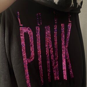 Victoria’s Secret y2k fur bling hoodie black white stars